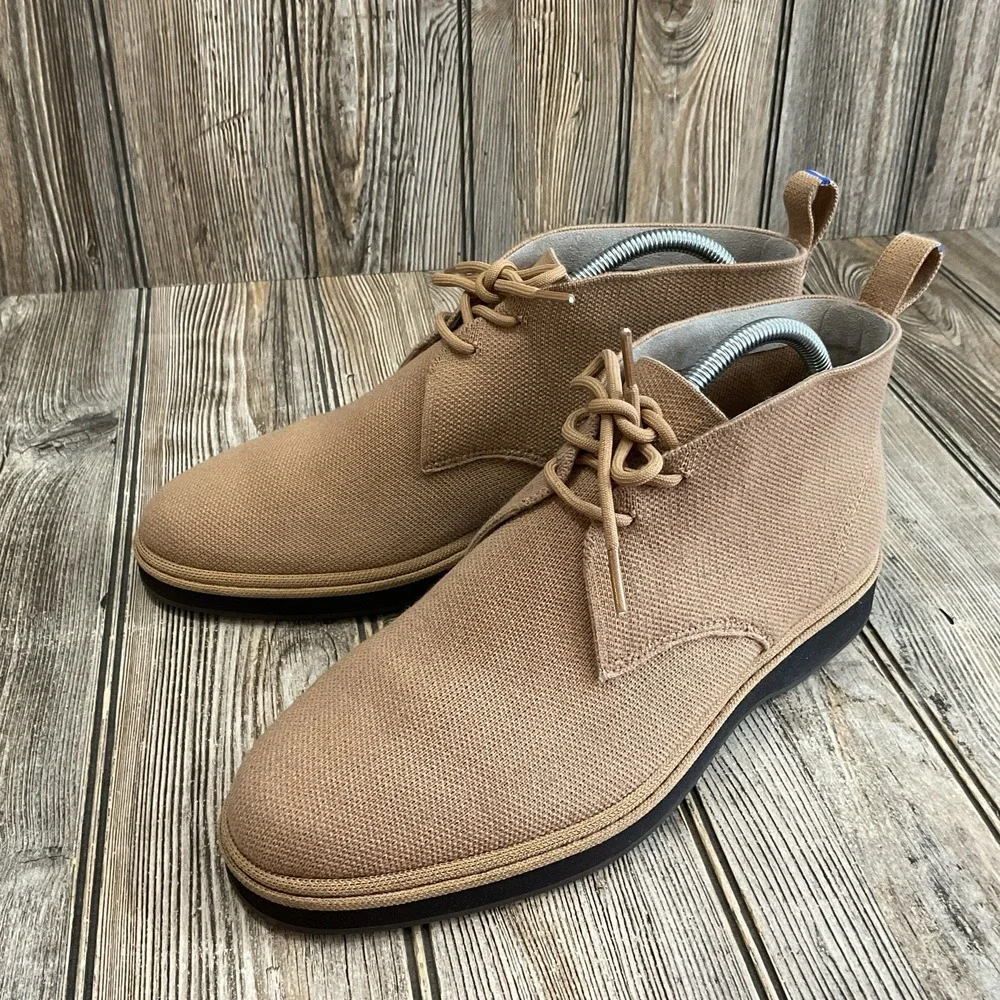 Rothy's Chukka Lace Up Textile Casual Fashion Boots Khaki Tan Men's Size 8.5